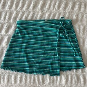 American Eagle Outfitters Teal and Navy Patterned Skirt